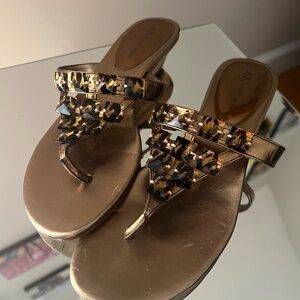 Anne Klein Metallic Sandals with Gem Details